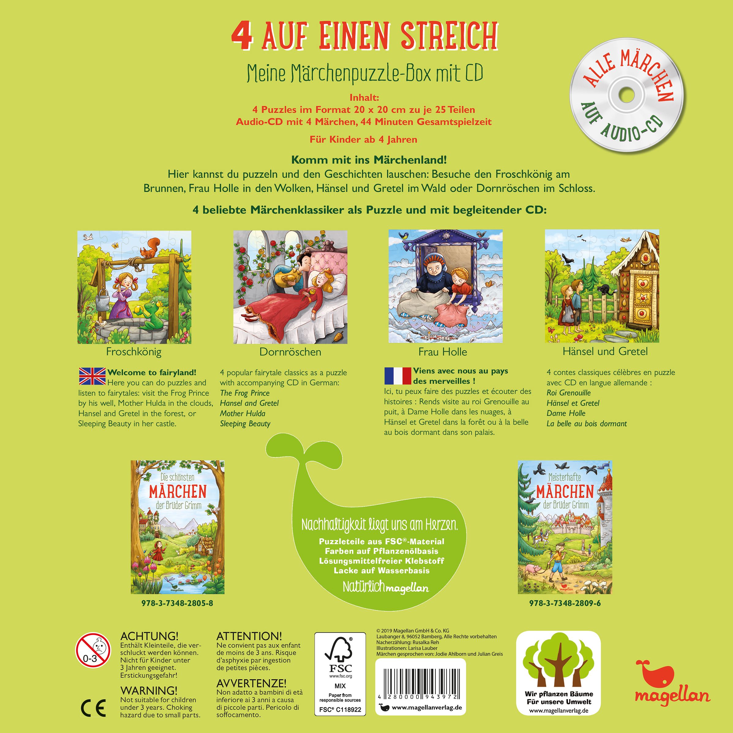 4 auf einen Streich - Meine Märchenpuzzle-Box mit CD